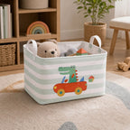 Crocodile square small handled toy storage basket with soft toys