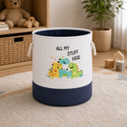 Dinosaur drum handled toy storage basket with nursery storage