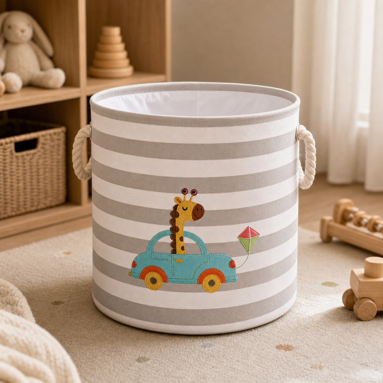 Cozy Haven handled toy storage basket - Giraffe Drum