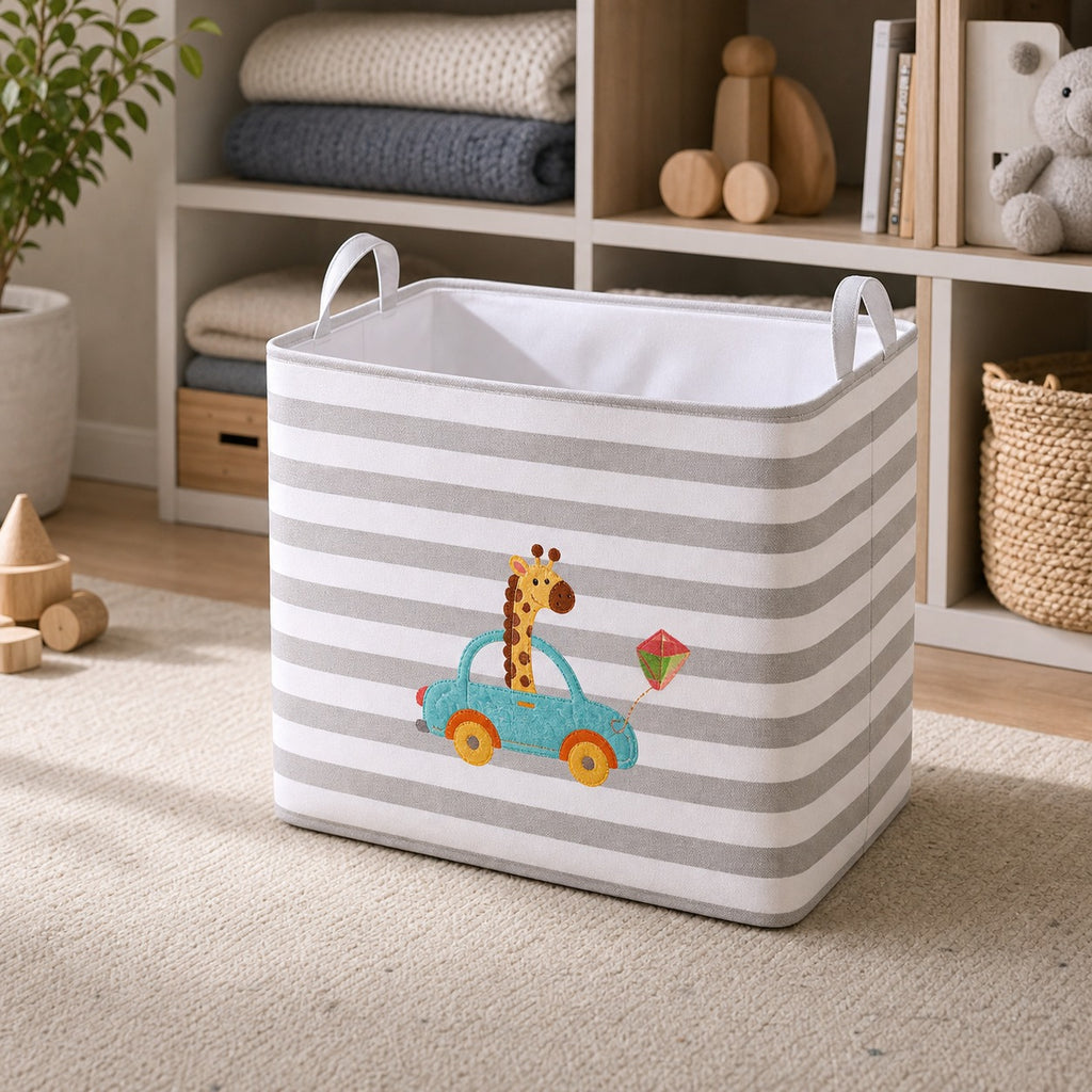 Cozy Haven handled toy storage basket - Giraffe Square - Medium
