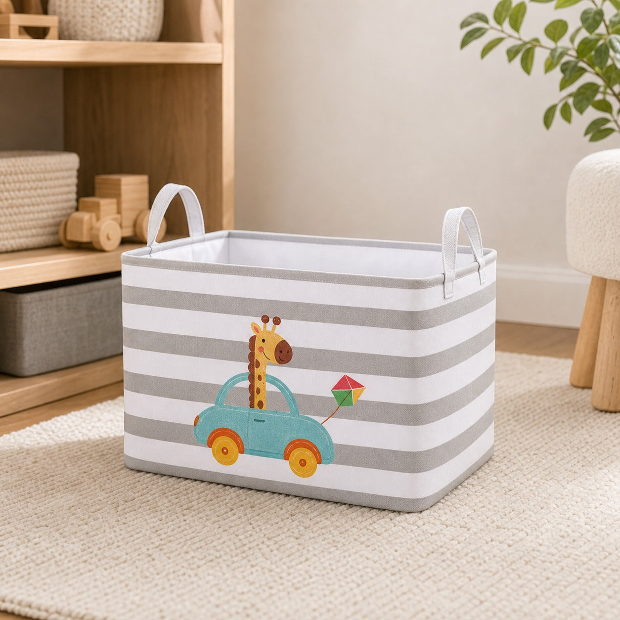 Cozy Haven handled toy storage basket - Giraffe Square - Small