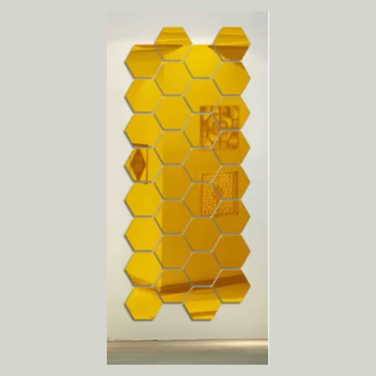 Cozy Haven Hexagon Mirror Wall Tiles Set - Gold