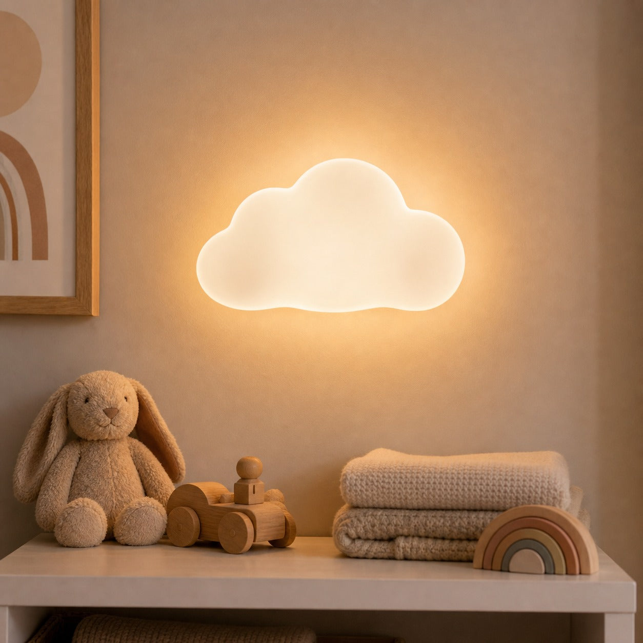 Cozy Haven Nursery Wall Night Light - Cloud, Star, Flower and Shell lifestyle image 1 for Cloud 24 cm / 3-Color Temperature; Cloud 24 cm / Remote Control