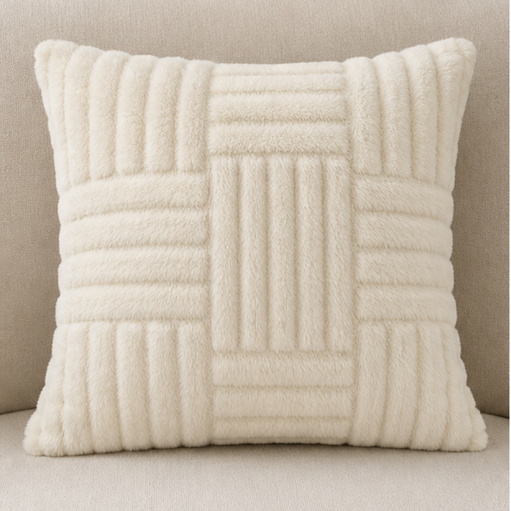 Cozy Haven Textured Throw Pillow Cover - 45 x 45 cm - Cream White - 45 x 45 cm