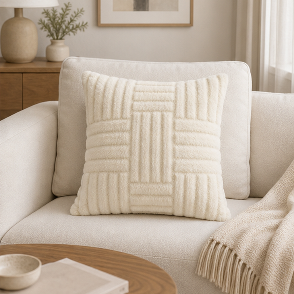 Cozy Haven Textured Throw Pillow Cover - 45 x 45 cm lifestyle image 4