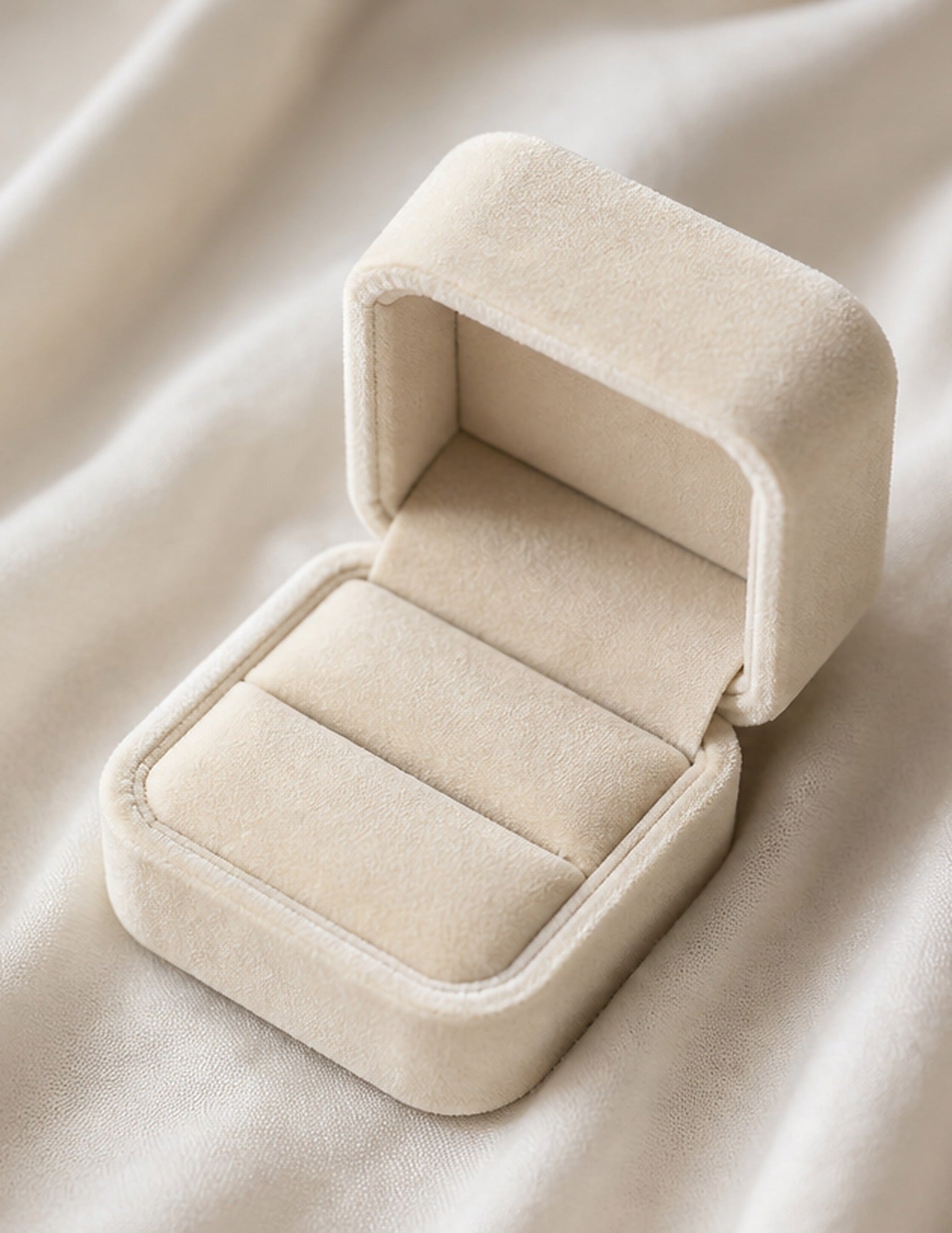 Cozy Haven Cream Velvet Ring Box lifestyle image 2