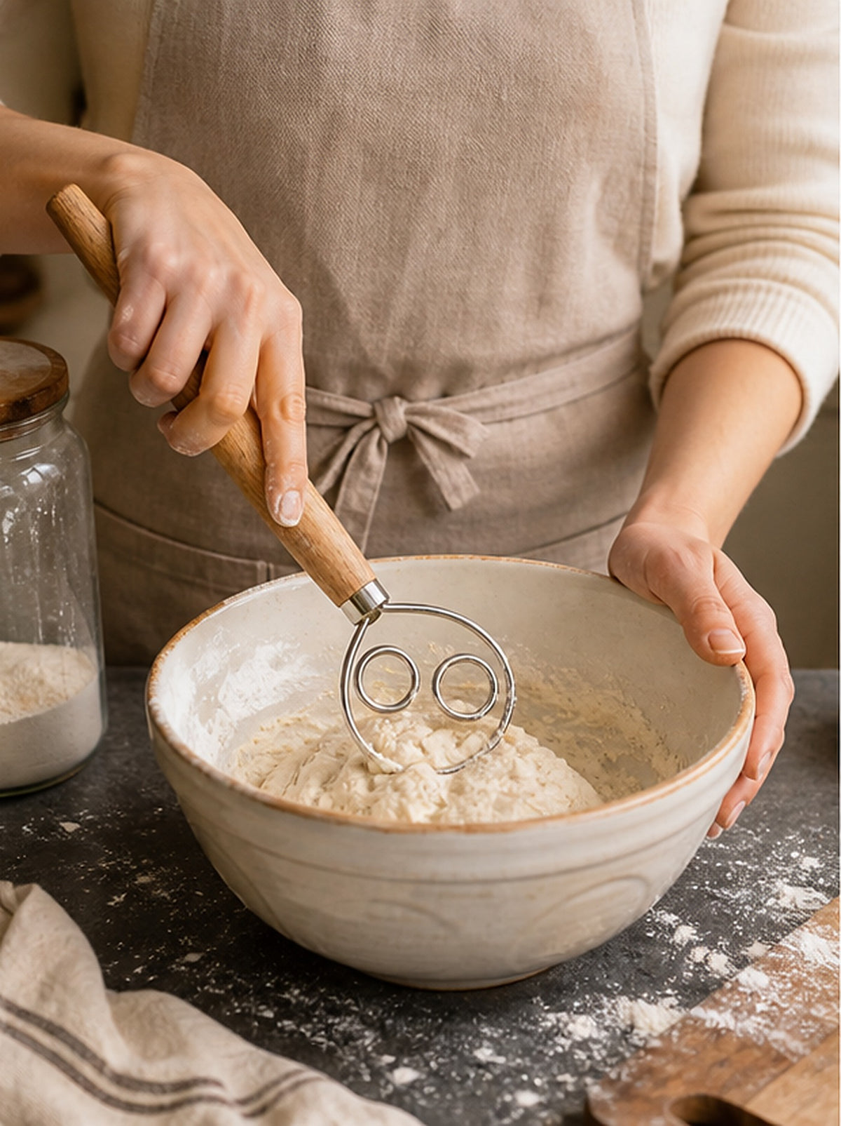 Cozy Haven Danish Dough Whisk styled in a home setting