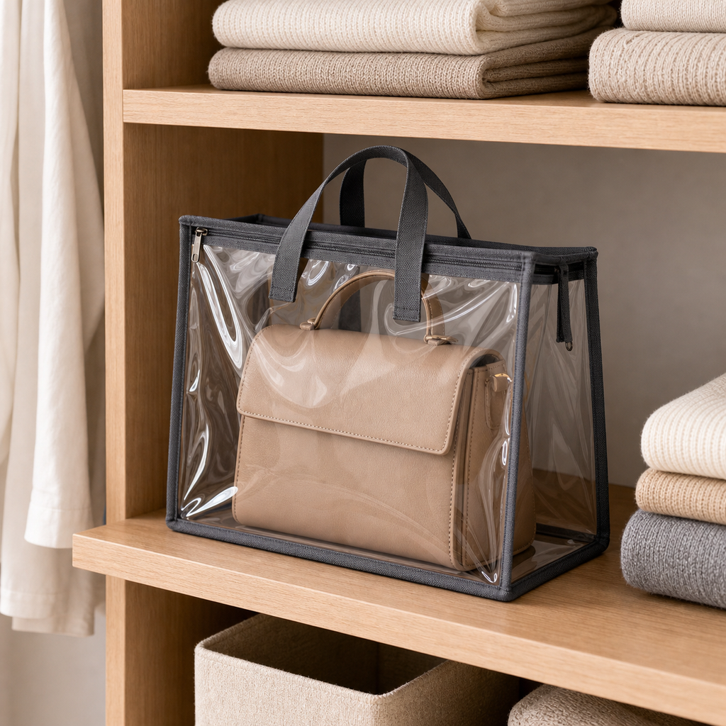 Cozy Haven Dark Gray Clear Handbag Storage Bag lifestyle image