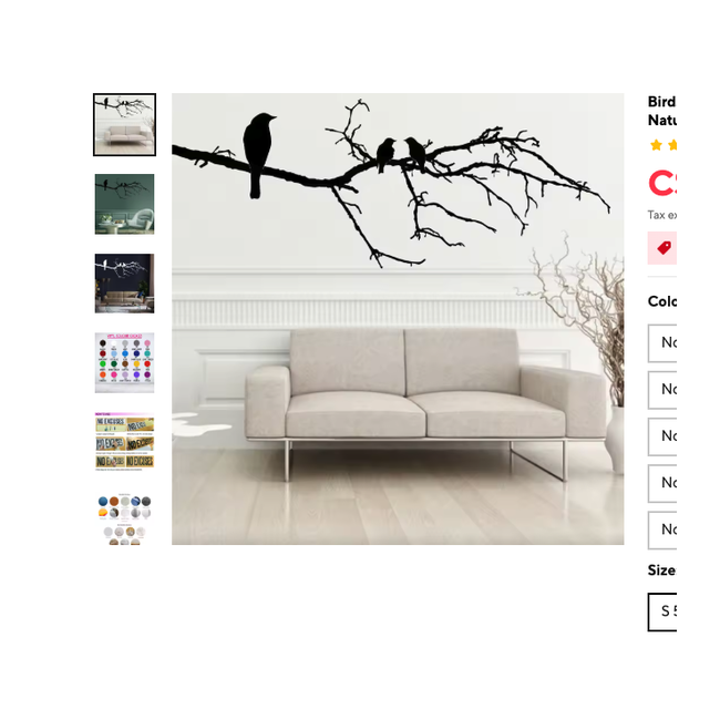 Cozy Haven Removable Wall Decal Stickers Set - Large Tree Branch with Birds Nature Scene 60x40 inch - Living Room & Bedroom supplier exact visual Default