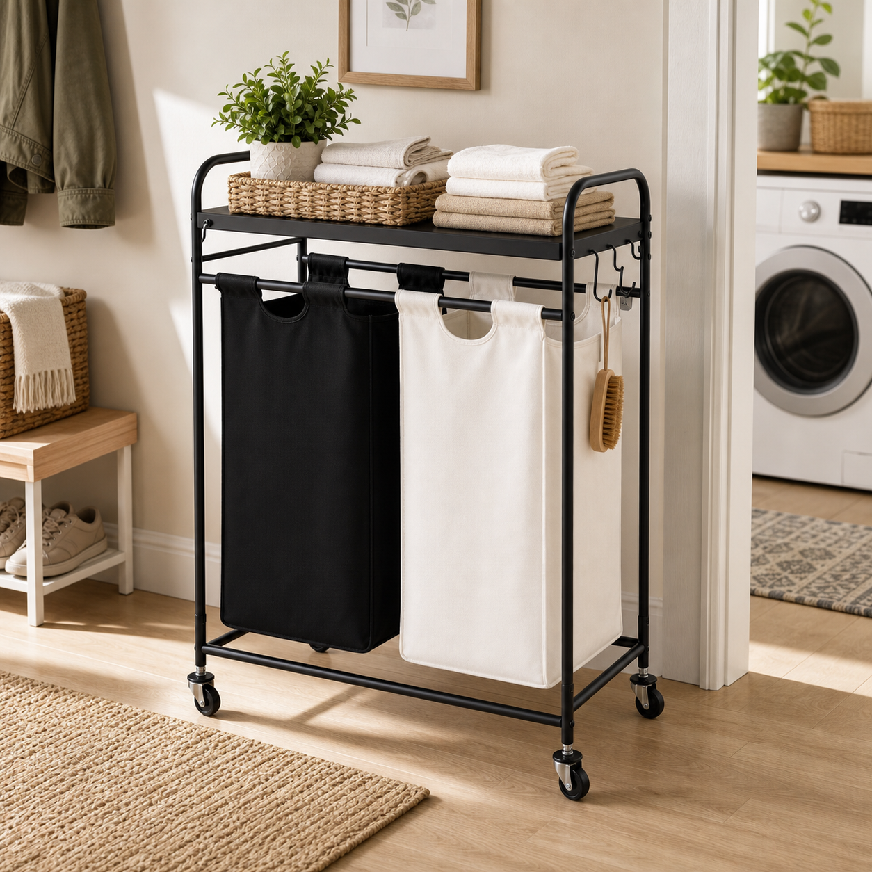 Cozy Haven Double-Section Laundry Basket Hamper lifestyle image 1