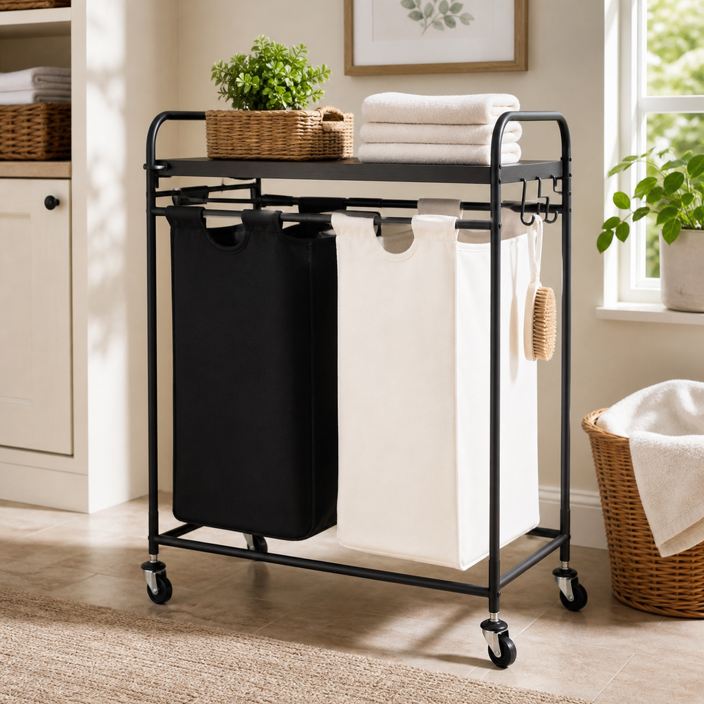 Cozy Haven Double-Section Laundry Basket Hamper lifestyle image 2