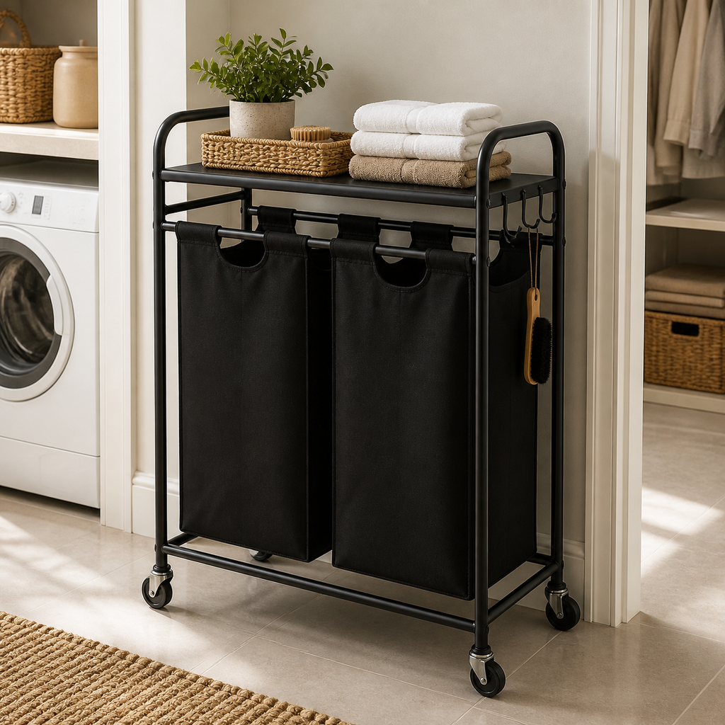 Cozy Haven Double-Section Laundry Basket Hamper lifestyle image 3