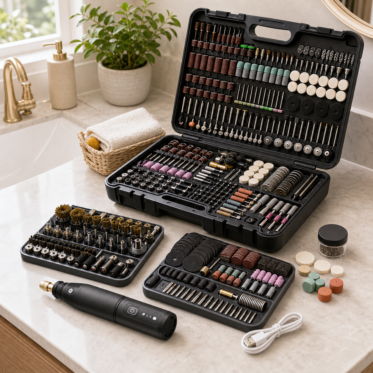 Cozy Haven Drill + 700-Piece Brush Set Mini Cordless Cleaning Drill Brush Kit lifestyle image drill_700
