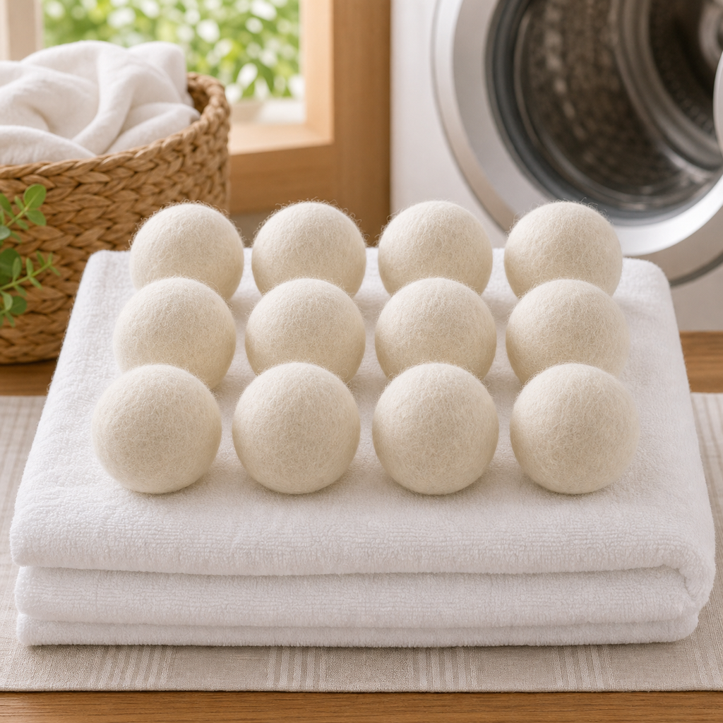 Cozy Haven Natural Wool Dryer Balls - 12 piece set lifestyle