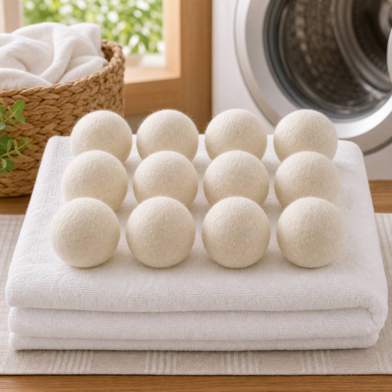 Cozy Haven Natural Wool Dryer Balls - 12 piece set lifestyle