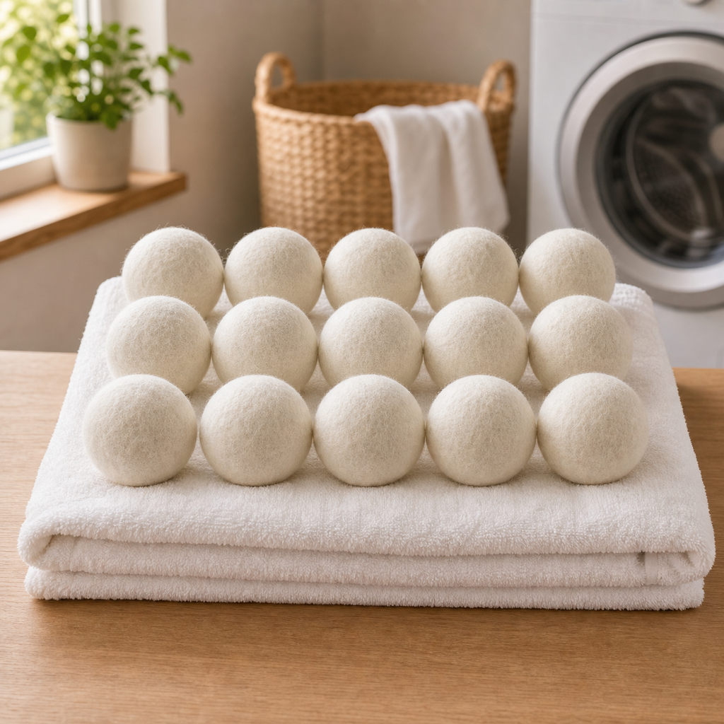 Cozy Haven Natural Wool Dryer Balls - 15 piece set lifestyle