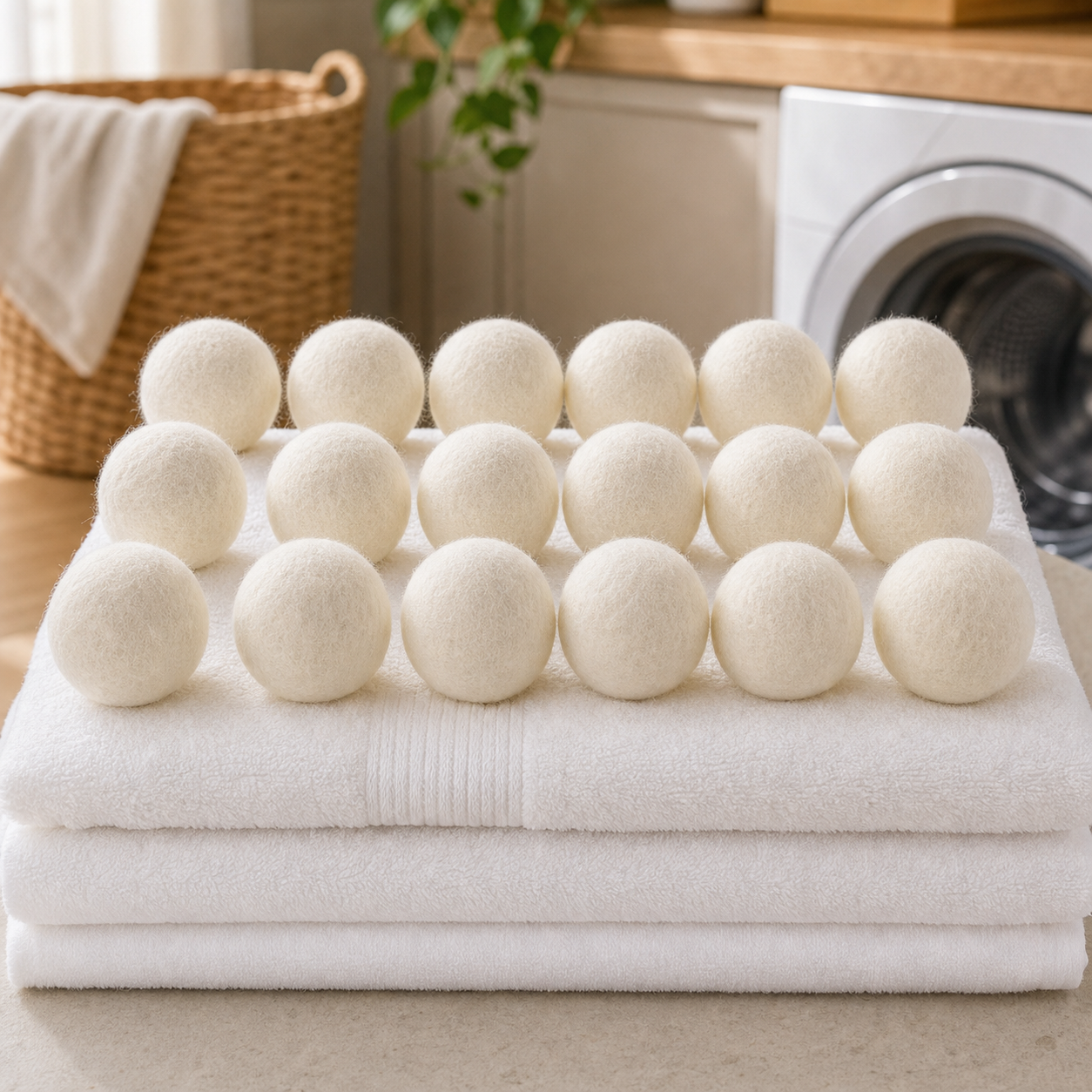 Cozy Haven Natural Wool Dryer Balls - 18 piece set lifestyle