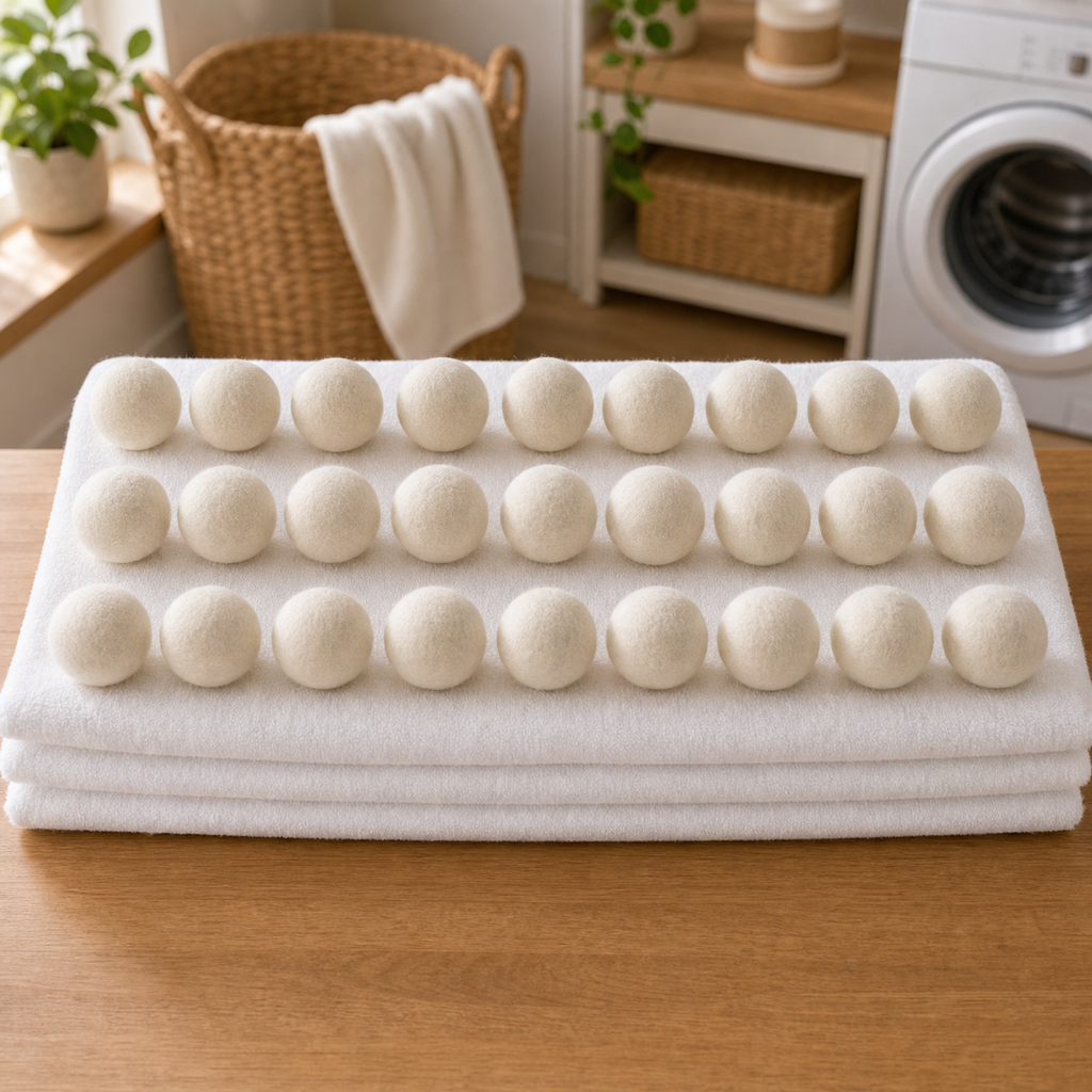 Cozy Haven Natural Wool Dryer Balls - 27 piece set lifestyle