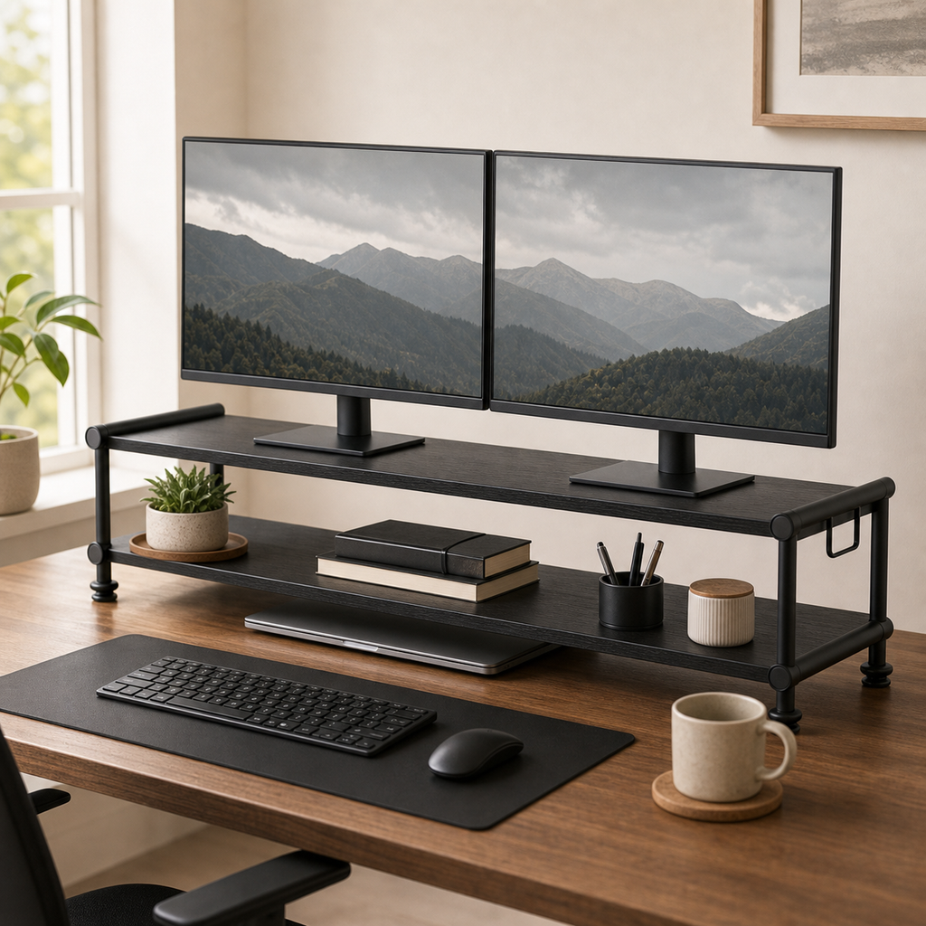 Cozy Haven Dual-Monitor Monitor Riser Shelf lifestyle image 2