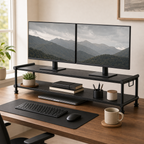 Cozy Haven Dual-Monitor Monitor Riser Shelf organized storage view 2