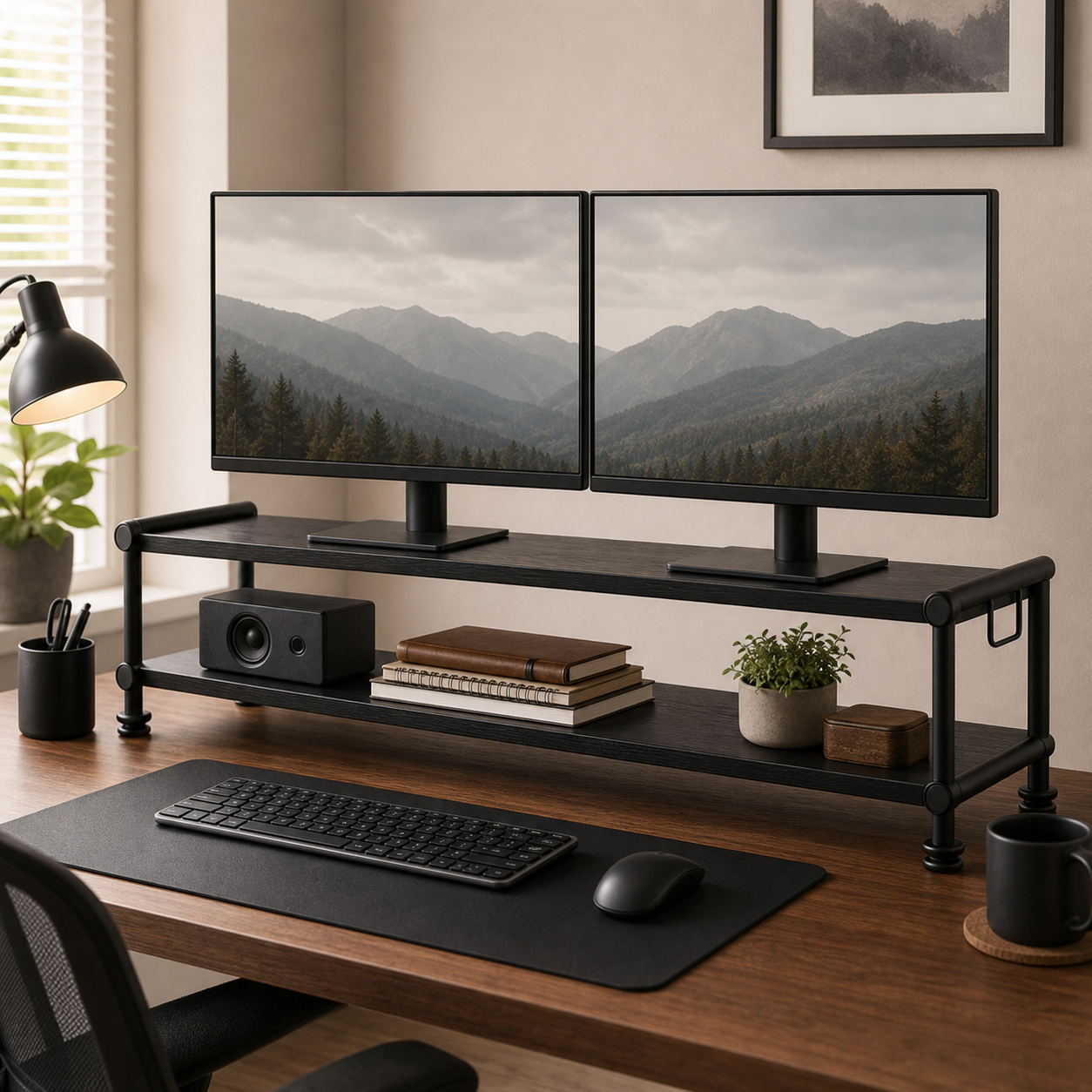 Cozy Haven Dual-Monitor Monitor Riser Shelf lifestyle image 4