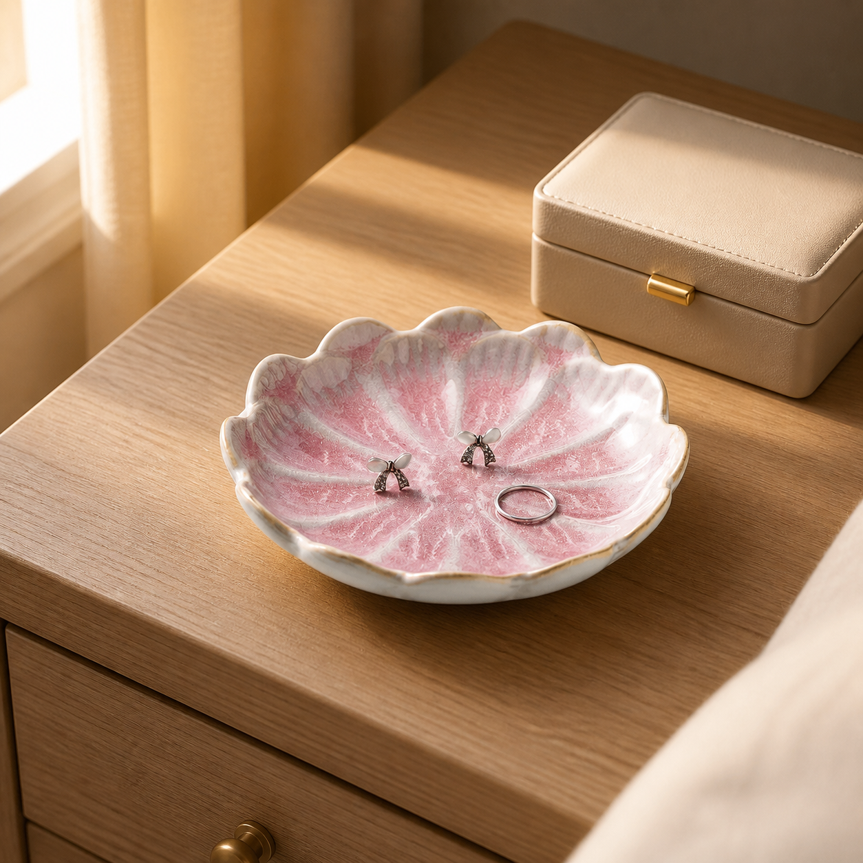 Cozy Haven Pink Lotus Jewelry Tray detail view
