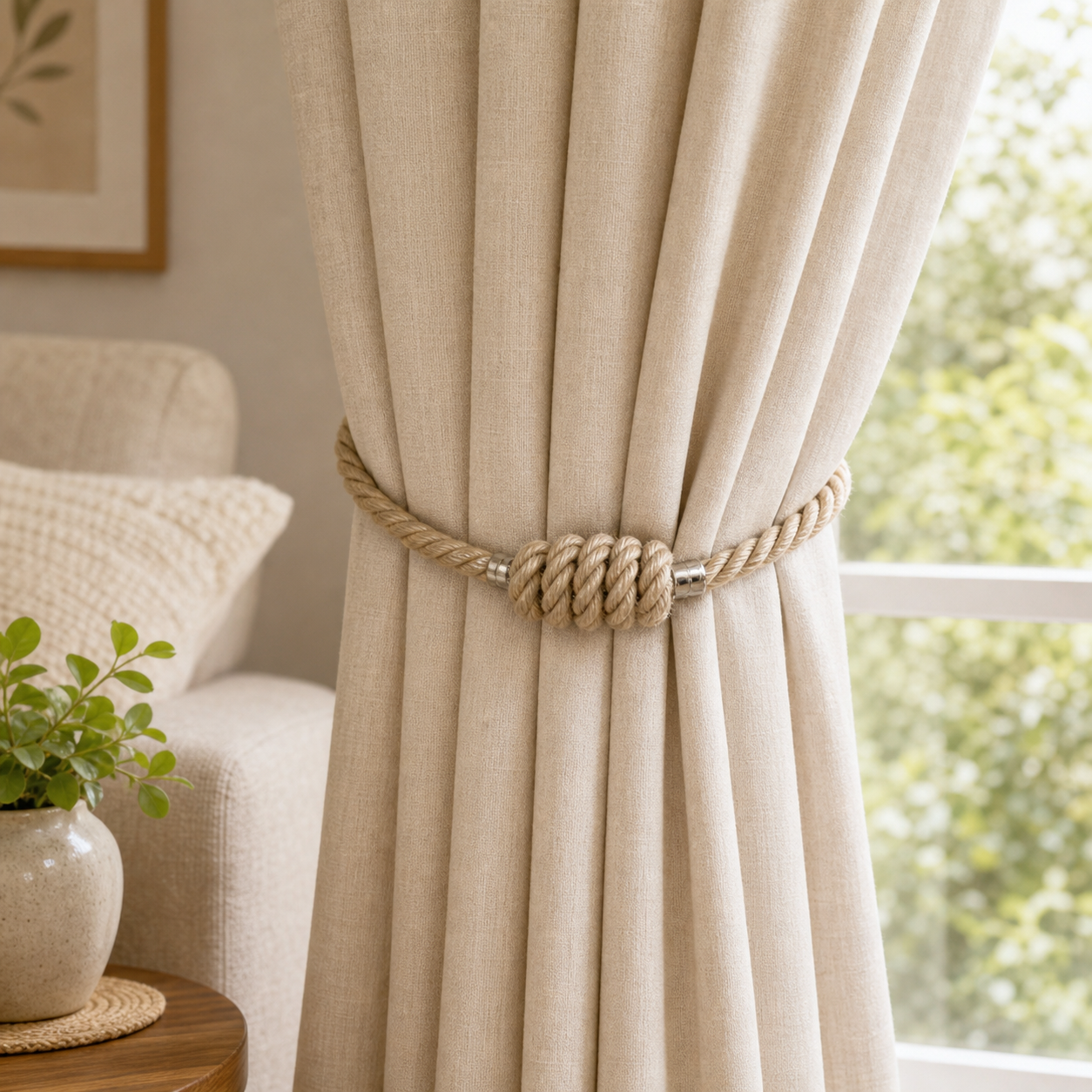 Cozy Haven Magnetic Curtain Tieback - 49 cm - Flax - 49 cm
