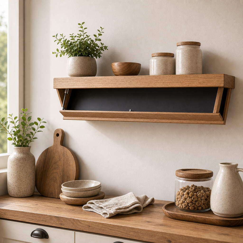 Cozy Haven Wall-Mounted Hidden Drawer Shelf Collection - Natural Wood