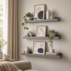 Cozy Haven Floating Wall Shelves Set styled lighting view 8 for Gray