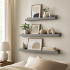Cozy Haven Floating Wall Shelves Set styled lighting view 9