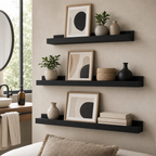 Cozy Haven Floating Wall Shelves Set styled lighting view 10 for Black