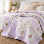 Cozy Haven Floral Quilted Throw Blanket - Lavender color