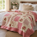 Cozy Haven Floral Quilted Throw Blanket - Red