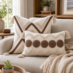 Cozy Haven Fringe Tufted Pillow Cover Set - Brown