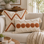Cozy Haven Fringe Tufted Pillow Cover Set - Orange