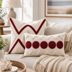 Cozy Haven Fringe Tufted Pillow Cover Set - Red