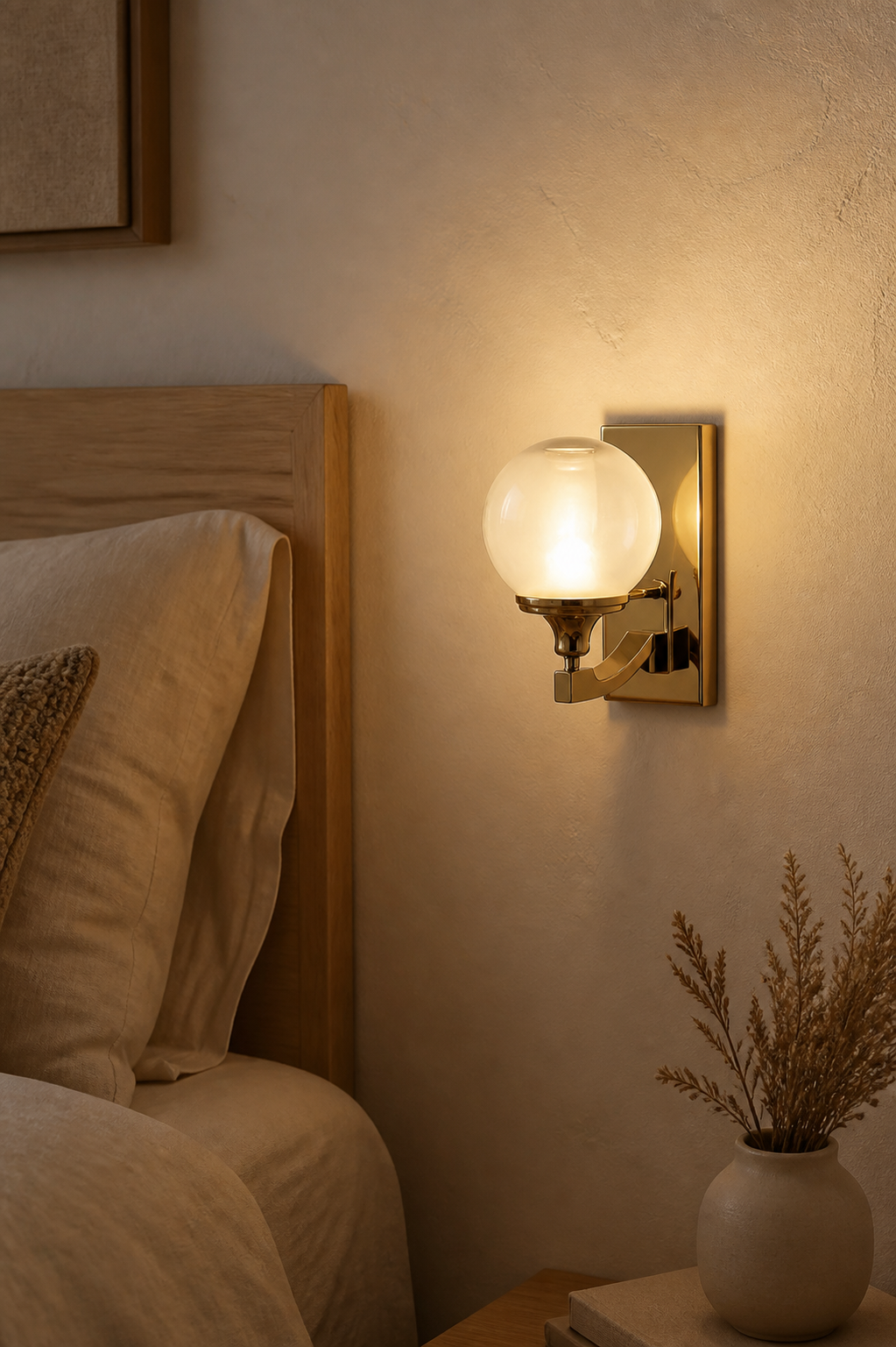 Cozy Haven Glass Globe Plug In Wall Sconce lifestyle image 1