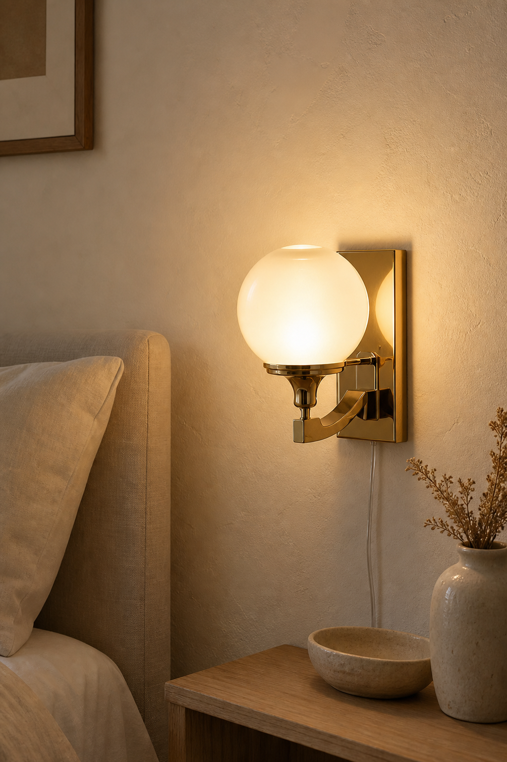 Cozy Haven Glass Globe Plug In Wall Sconce lifestyle image 4