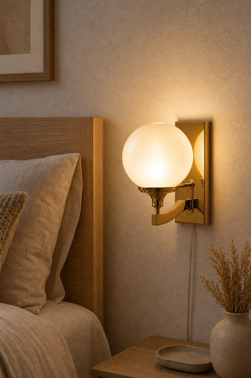 Cozy Haven Glass Globe Plug In Wall Sconce lifestyle image 5
