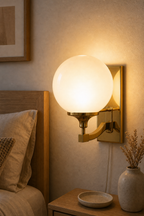 Cozy Haven Glass Globe Plug In Wall Sconce lifestyle image 6