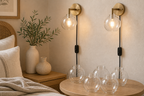 Cozy Haven Glass Globe Plug In Wall Sconce lifestyle image 9