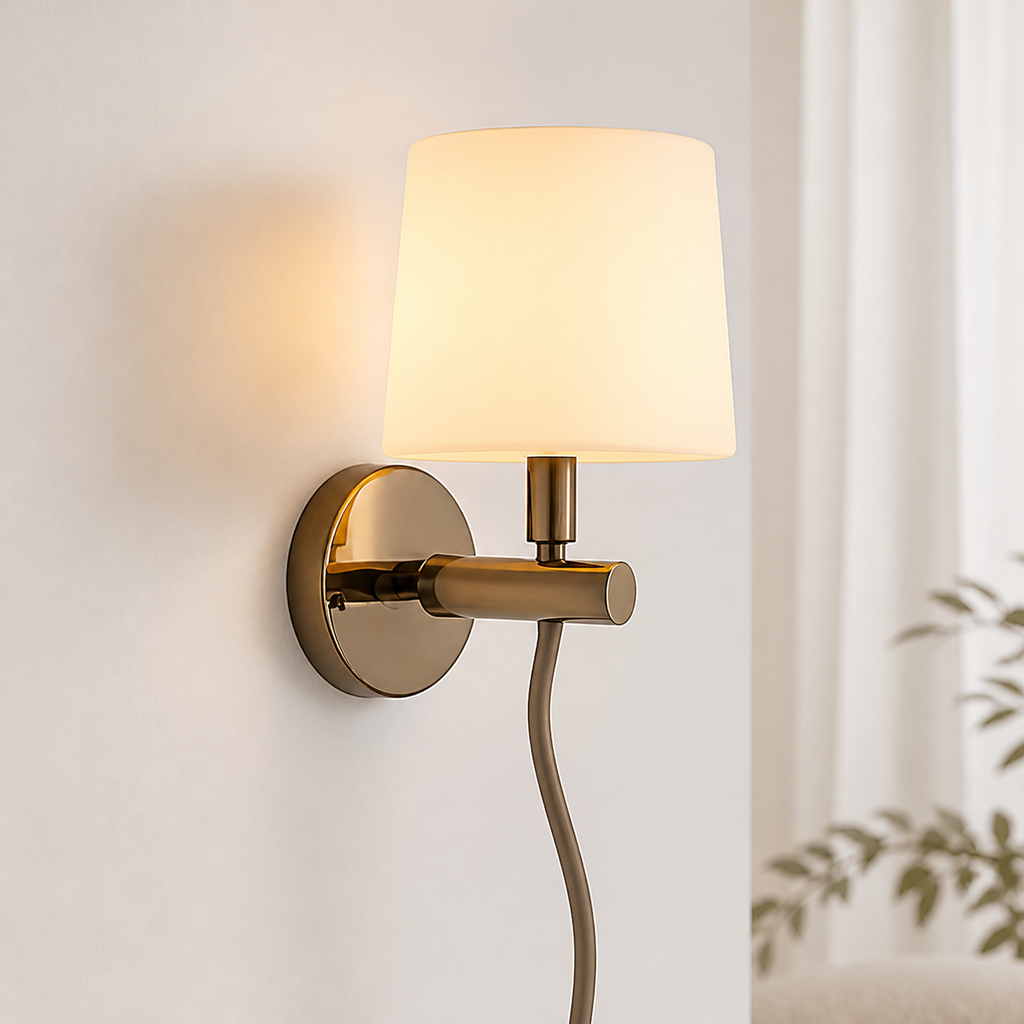 Cozy Haven Glass Globe Plug In Wall Sconce lifestyle image 11