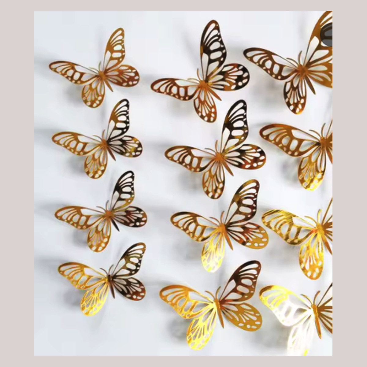 Cozy Haven 3D Metal Butterfly Wall Stickers Set - 12 Pack Silver Hollow Party Decor supplier exact visual Glod 1