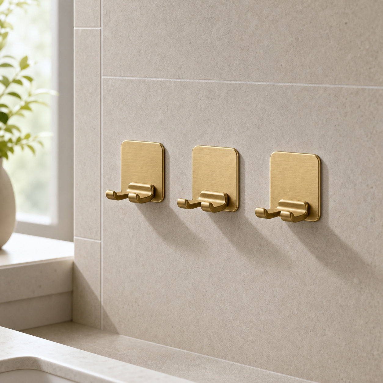 Cozy Haven Adhesive Razor Holder bathroom lifestyle - Gold Razor Holders / 3 Pieces