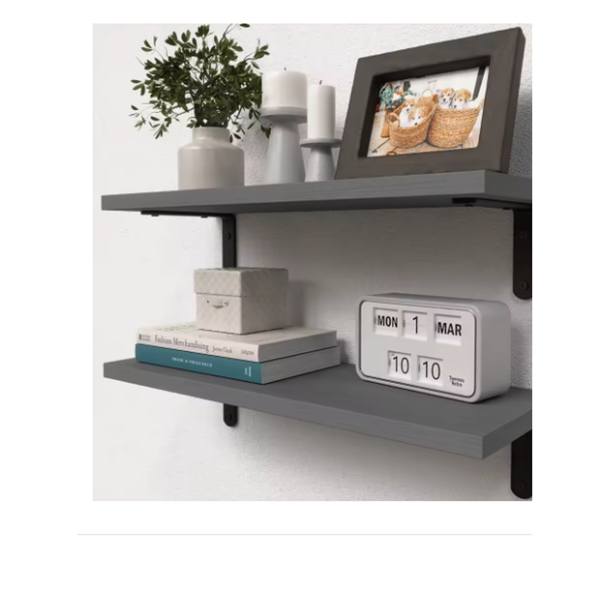 Cozy Haven Wooden Floating Shelves Set - 2 Pack Wall Mounted Storage - Living Room supplier reference GRAY