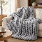 Cozy Haven Chunky Soft Knitted Throw Blanket - Gray