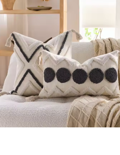 Cozy Haven Fringe Tufted Pillow Cover Set supplier reference Gray
