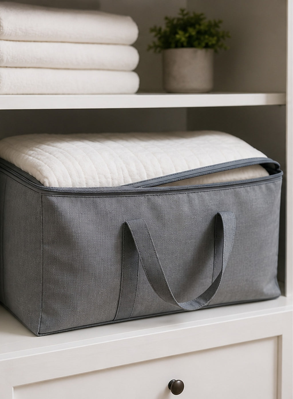 Cozy Haven Gray Fabric Storage Bag lifestyle image 2