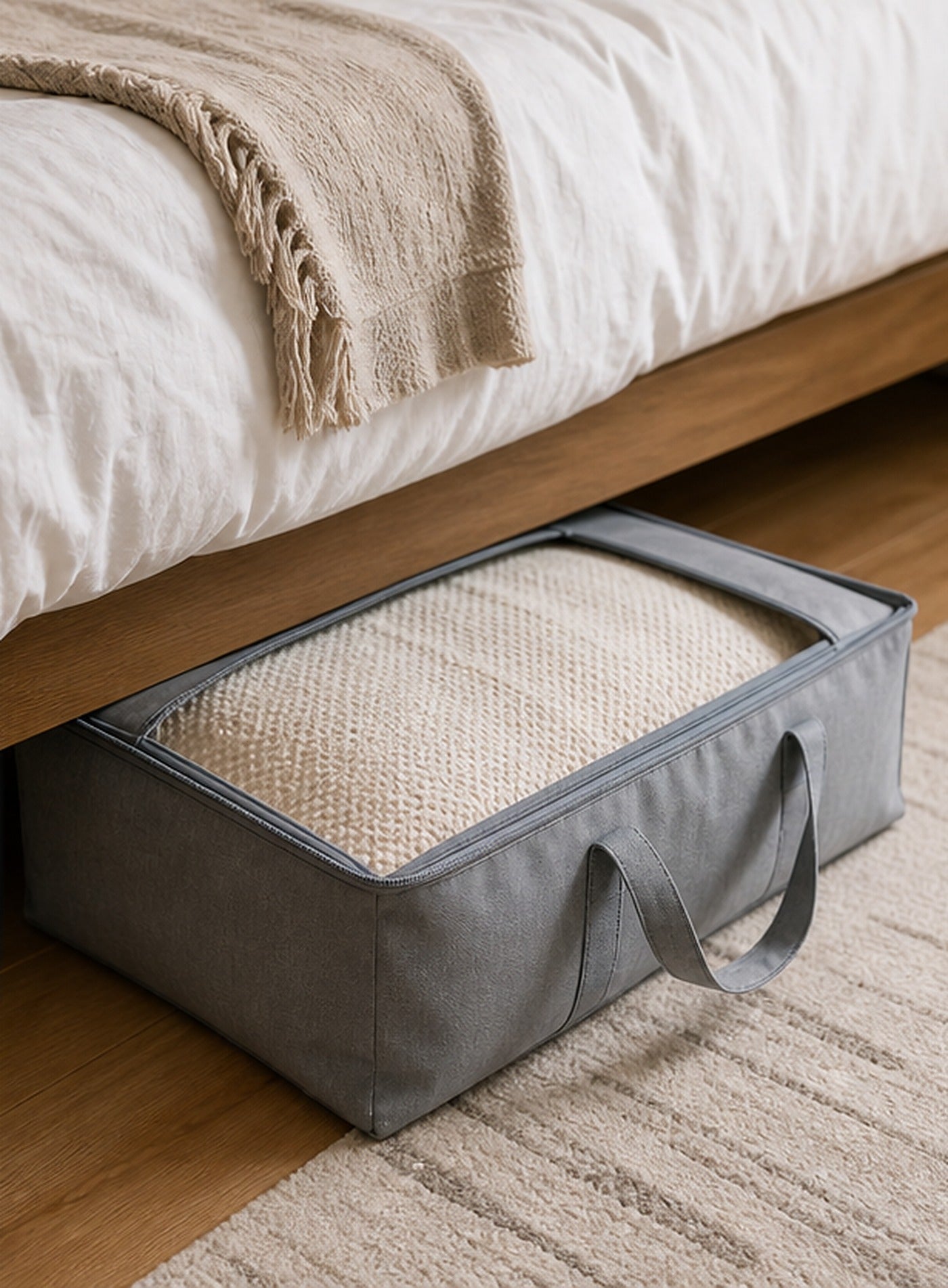 Cozy Haven Gray Fabric Storage Bag lifestyle image 3