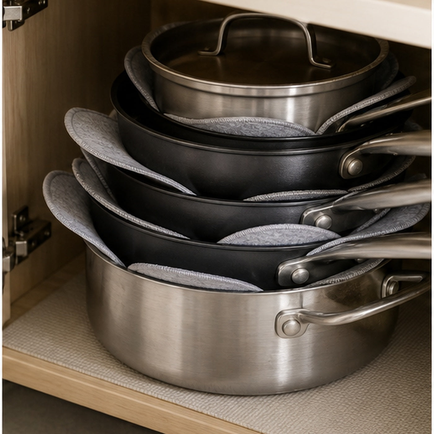 Cozy Haven Gray Pan Protector Pads lifestyle image 2